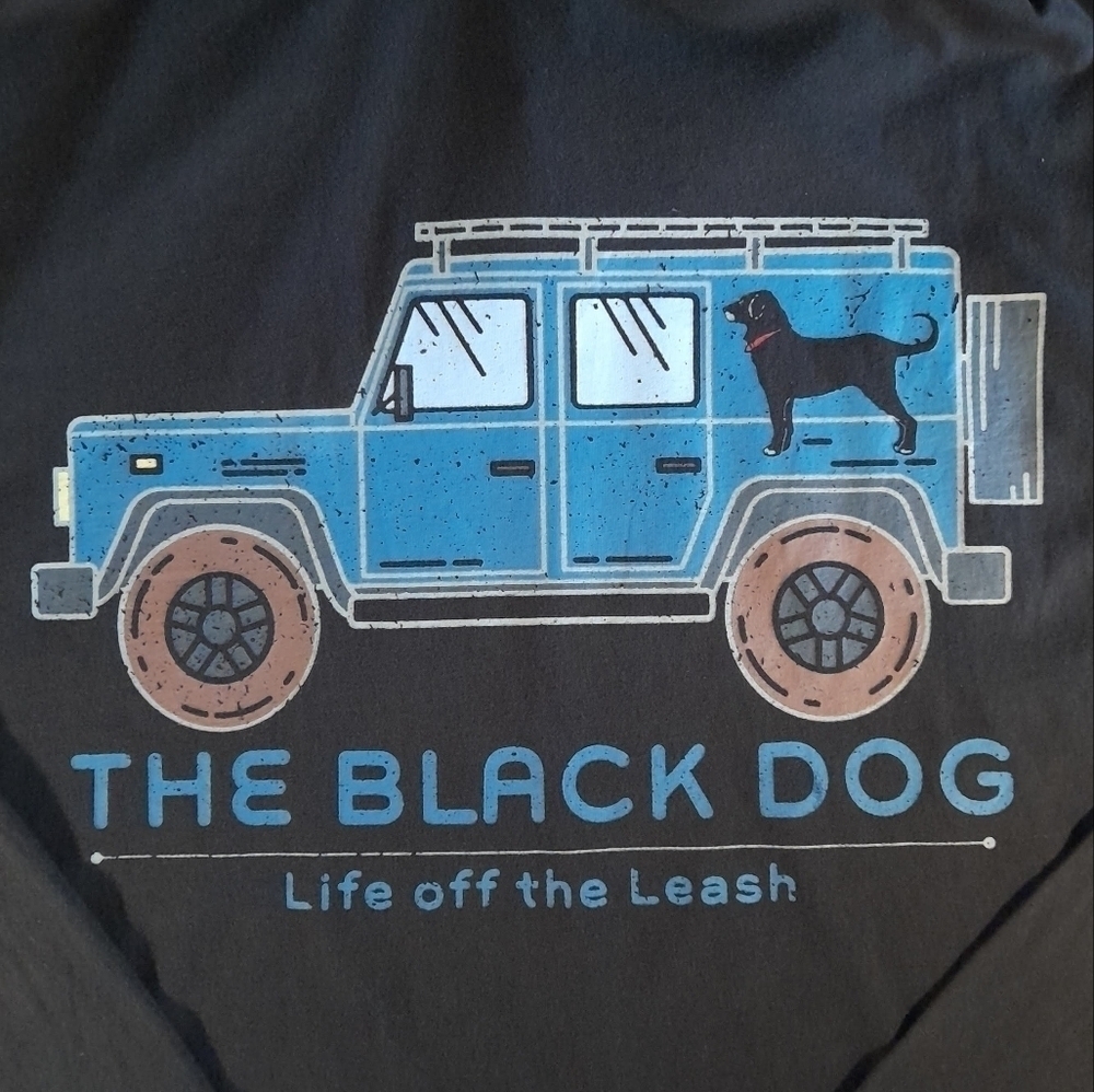 The Black Dog Sweatshirt Mens Medium Gray Full Zip Hoodie Beach Doggy Offroad - Picture 2 of 10